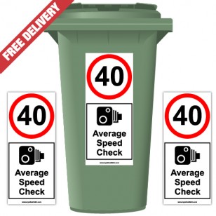 40 mph Average Speed Check Speed Reduction Wheelie Bin Stickers XL